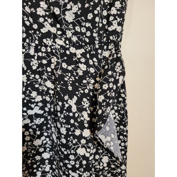 J. Crew Mercantile Women's Faux Wrap V Neck Ruffle Mini Dress Floral Black Small - Picture 5 of 7
